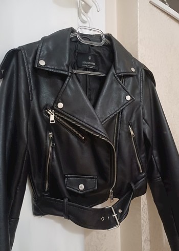 Siyah Kadın Deri Biker Ceket