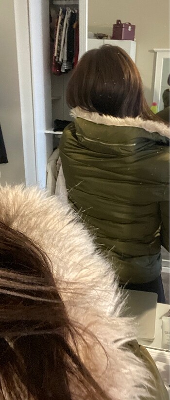 m Beden haki Renk pull bear temiz kürklü mont şişme