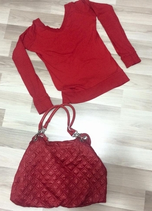 çanta+bluz kırmızı