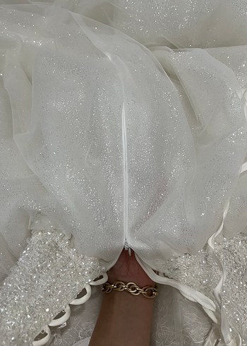 Prenses model simli taşlı kabarık gelinlik - Görsel 11