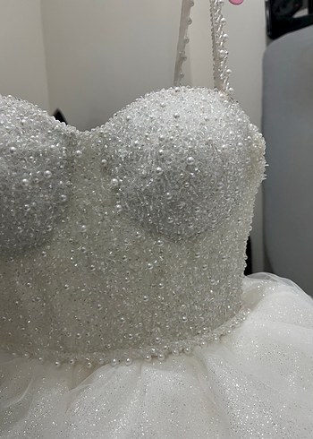Prenses model simli taşlı kabarık gelinlik - Görsel 10