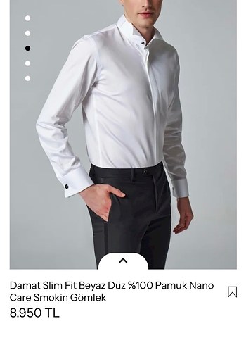 Diğer Beyaz Slim Fit Pamuklu Smokin Gomlek