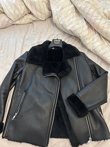 Mango biker ceket/mont kürklü