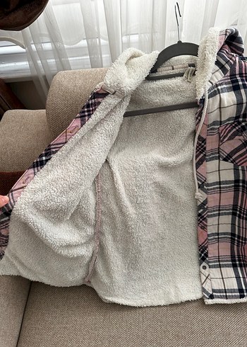 DeFacto Düğmeli, Uzun Kollu Pembe Ekose Oduncu Kadın Gömlek - Görsel 4