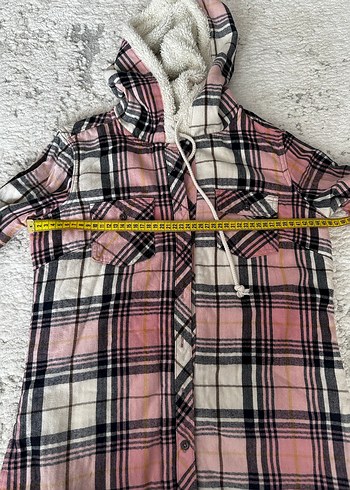 DeFacto Düğmeli, Uzun Kollu Pembe Ekose Oduncu Kadın Gömlek - Görsel 8