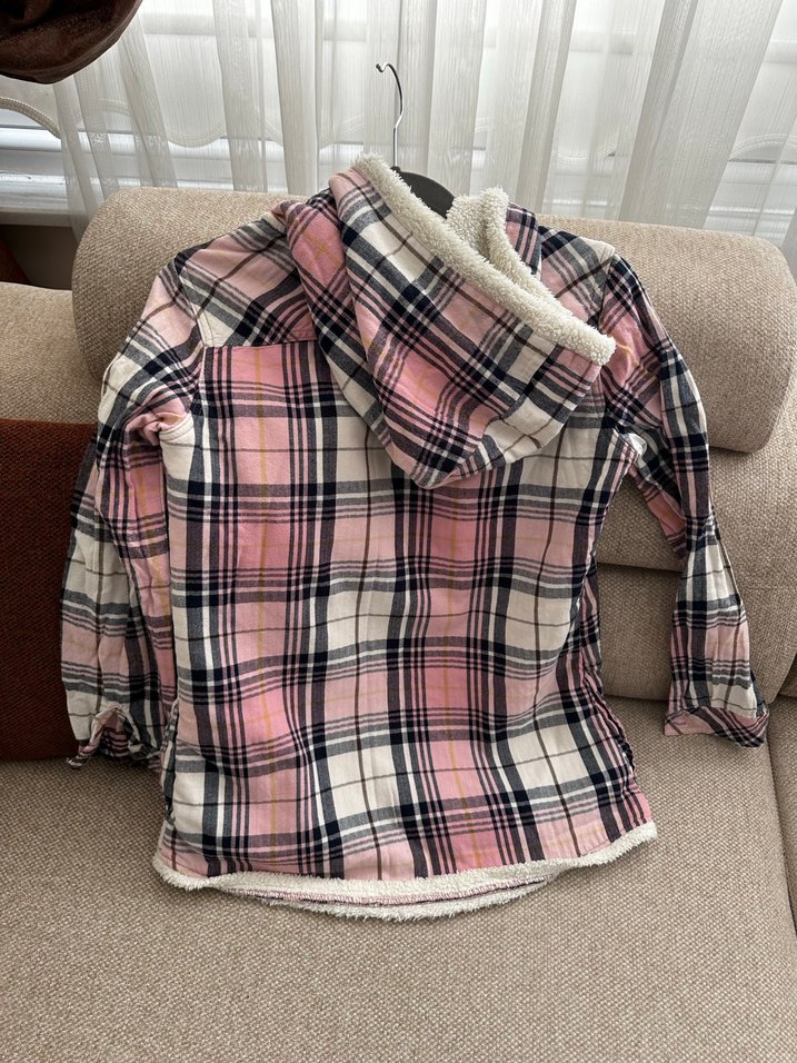 DeFacto Düğmeli, Uzun Kollu Pembe Ekose Oduncu Kadın Gömlek - Görsel 5