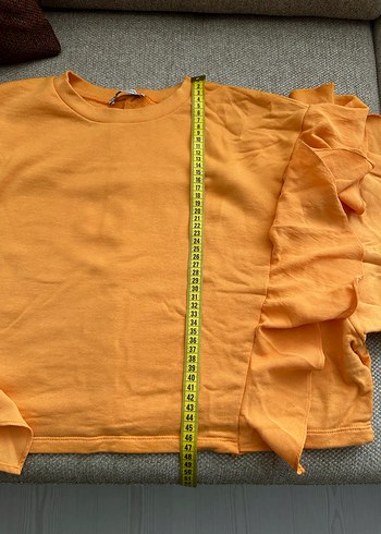 Turuncu Kadın Fırfırlı Uzun Kollu Sweatshirt - Görsel 7