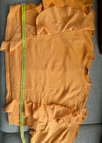 Zara Turuncu Kadın Fırfırlı Uzun Kollu Sweatshirt