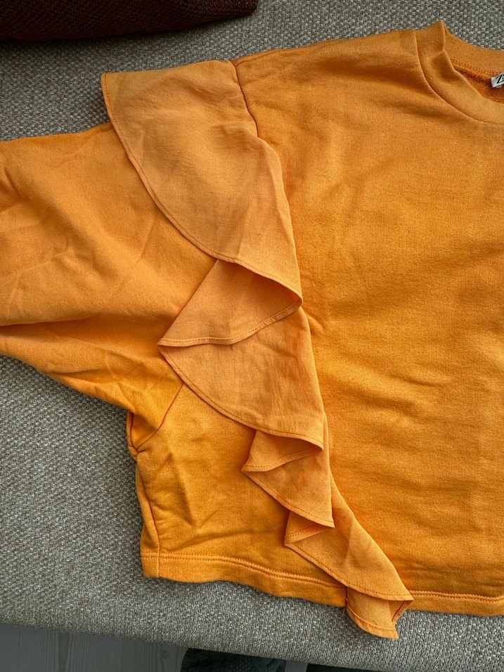 Turuncu Kadın Fırfırlı Uzun Kollu Sweatshirt - Görsel 3