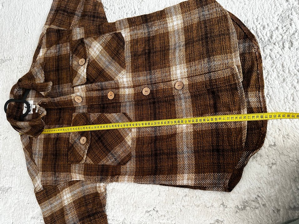 Koton Düğmeli Kahverengi Ekose Kadın Oduncu Gömlek - Görsel 5