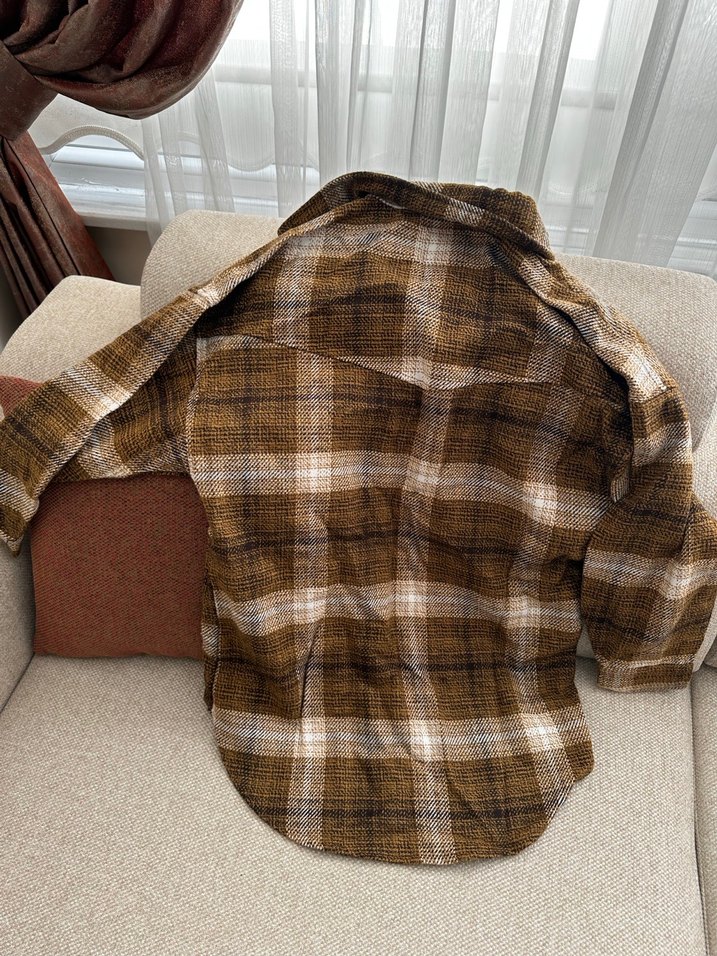 Koton Düğmeli Kahverengi Ekose Kadın Oduncu Gömlek - Görsel 4