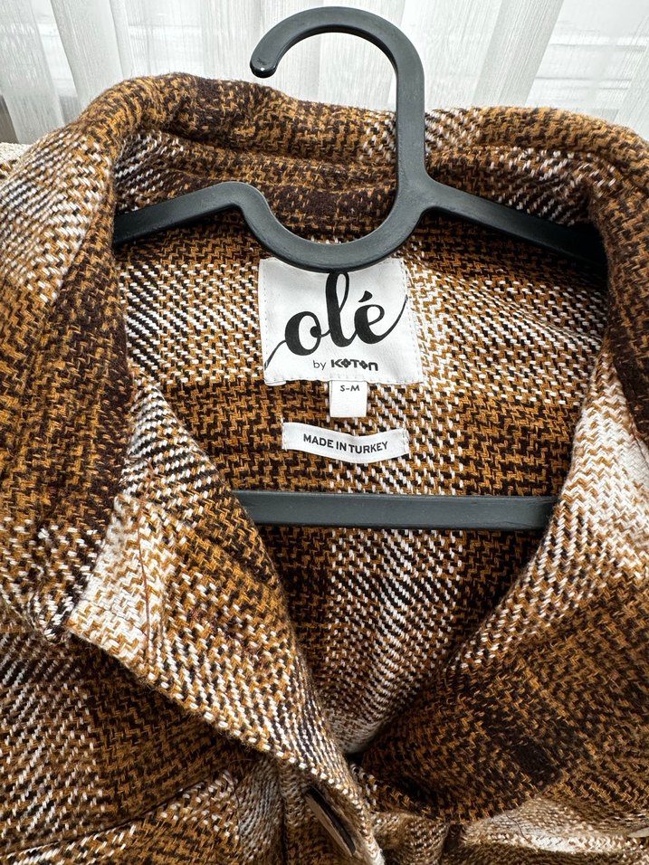 Koton Düğmeli Kahverengi Ekose Kadın Oduncu Gömlek - Görsel 3