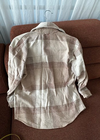 Düğmeli, Uzun Kollu, Bir Kısmı Deri Oversize Kadın Gömlek - Görsel 5