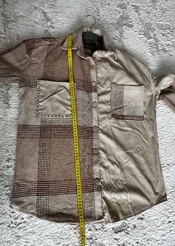 Düğmeli, Uzun Kollu, Bir Kısmı Deri Oversize Kadın Gömlek - Görsel 6