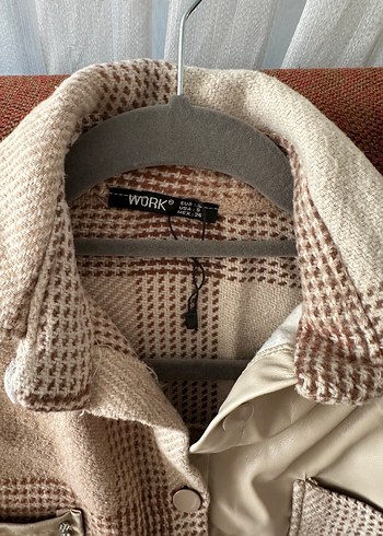 Düğmeli, Uzun Kollu, Bir Kısmı Deri Oversize Kadın Gömlek - Görsel 4