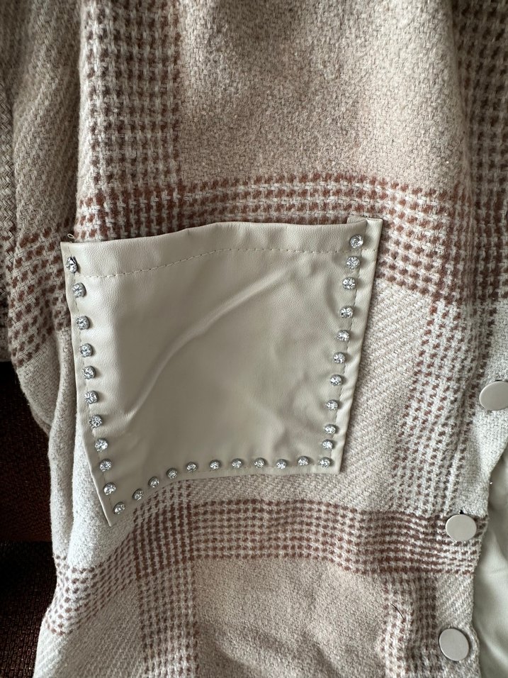 Düğmeli, Uzun Kollu, Bir Kısmı Deri Oversize Kadın Gömlek - Görsel 2