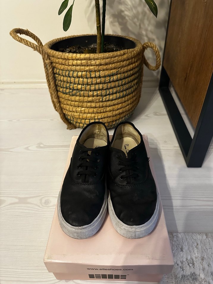 Siyah Minimalist Platform Kadın Spor Ayakkabı - Görsel 2