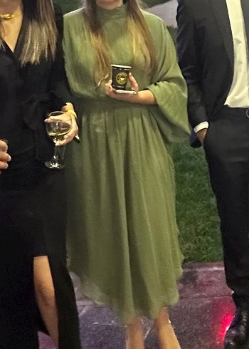 Adil Işık Şeffaf Detaylı Haki Uzun Elbise - Görsel 3