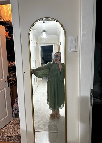 Adil Işık Şeffaf Detaylı Haki Uzun Elbise - Görsel 2