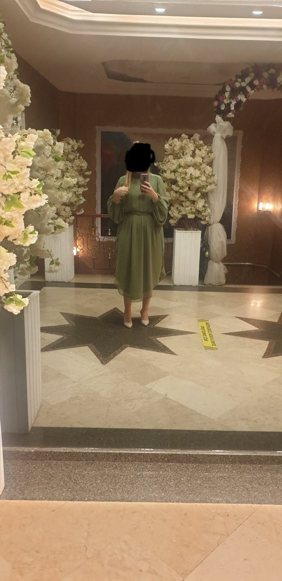 Adil Işık Şeffaf Detaylı Haki Uzun Elbise - Görsel 4