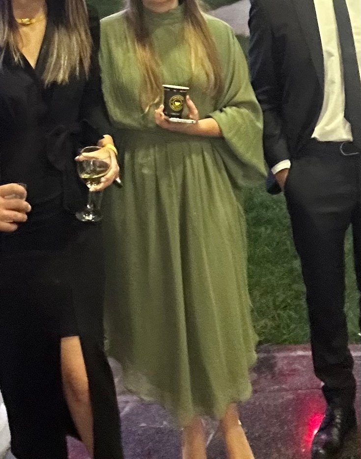 Adil Işık Şeffaf Detaylı Haki Uzun Elbise - Görsel 3