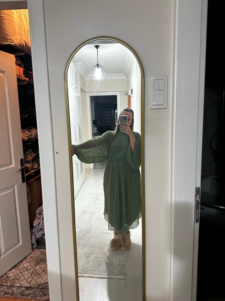 Adil Işık Şeffaf Detaylı Haki Uzun Elbise - Görsel 2