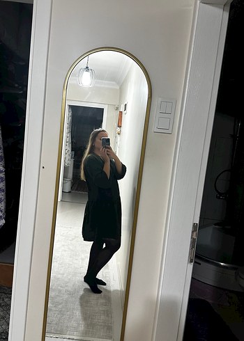 ADL Haki Uzun Kollu Midi Elbise - Görsel 5