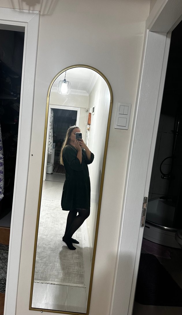 ADL Haki Uzun Kollu Midi Elbise - Görsel 5