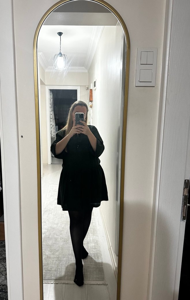 ADL Haki Uzun Kollu Midi Elbise - Görsel 2