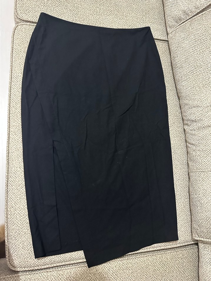 Zara Siyah Yırtmaçlı Midi Kalem Etek - Görsel 2