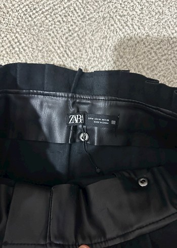 Zara Kemerli Siyah Deri Mini Etek - Görsel 5