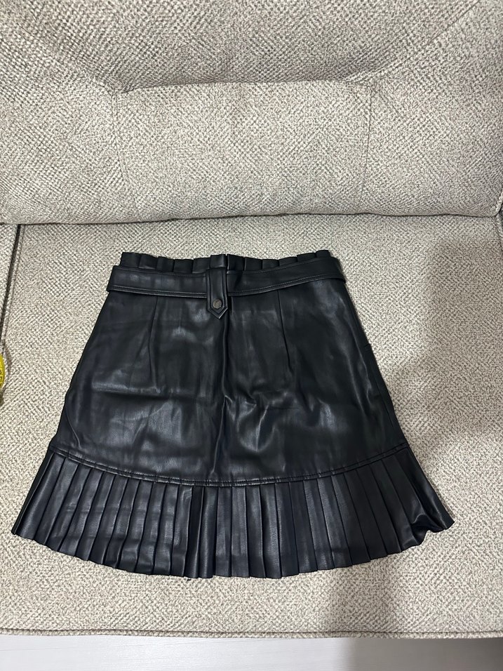 Zara Kemerli Siyah Deri Mini Etek - Görsel 4