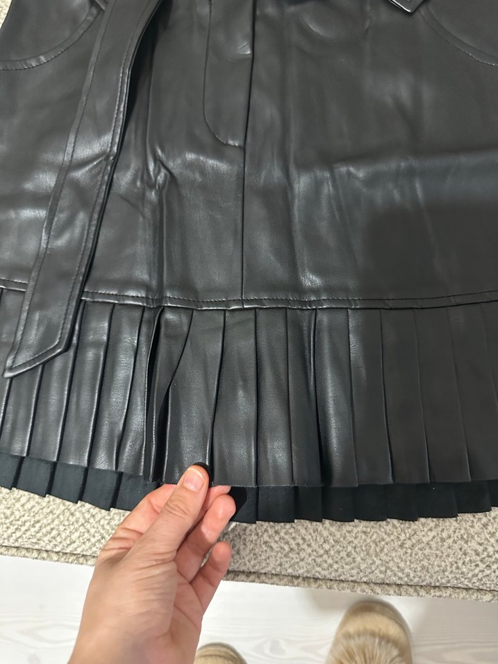 Zara Kemerli Siyah Deri Mini Etek - Görsel 3