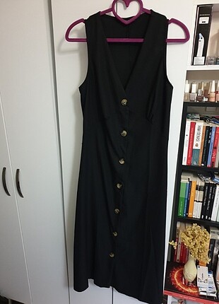 trendyol siyah midi elbise