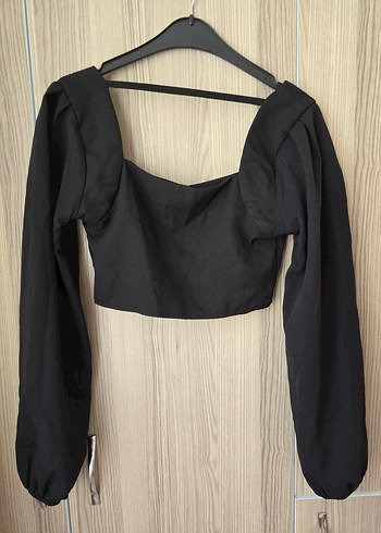 34 Beden Siyah crop bluz