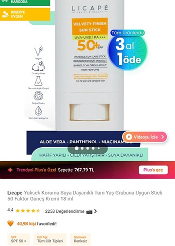 Licape SPF50+ Yüksek Koruma Güneş Stick 18 ml - Görsel 2