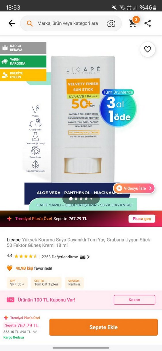 Licape SPF50+ Yüksek Koruma Güneş Stick 18 ml - Görsel 2