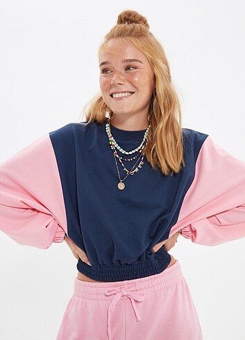 Bloklu sweatshirt