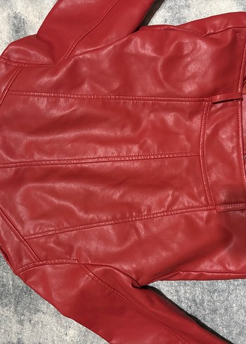 Bershka Kadın Kırmızı Deri Biker Ceket Bershka