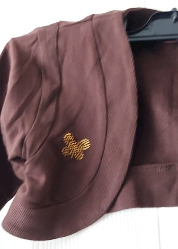 Kız Çocuk Kahverengi Düğmeli Bolero - Görsel 3