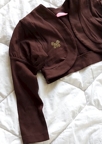 Kız Çocuk Kahverengi Düğmeli Bolero - Görsel 6