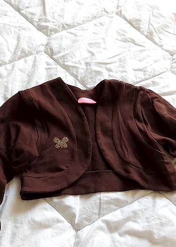 Kız Çocuk Kahverengi Düğmeli Bolero - Görsel 2