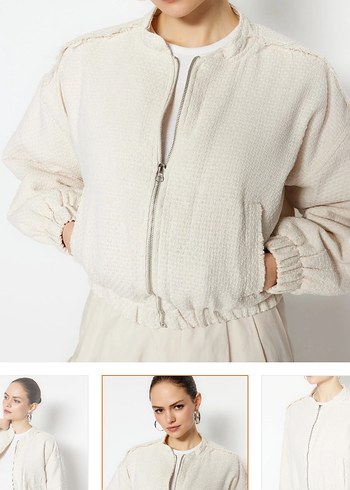 Bej Midi Kadın Kemerli Ceket - Görsel 2