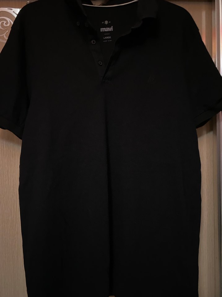 Siyah Düğmeli Erkek Polo Tişört - Görsel 3