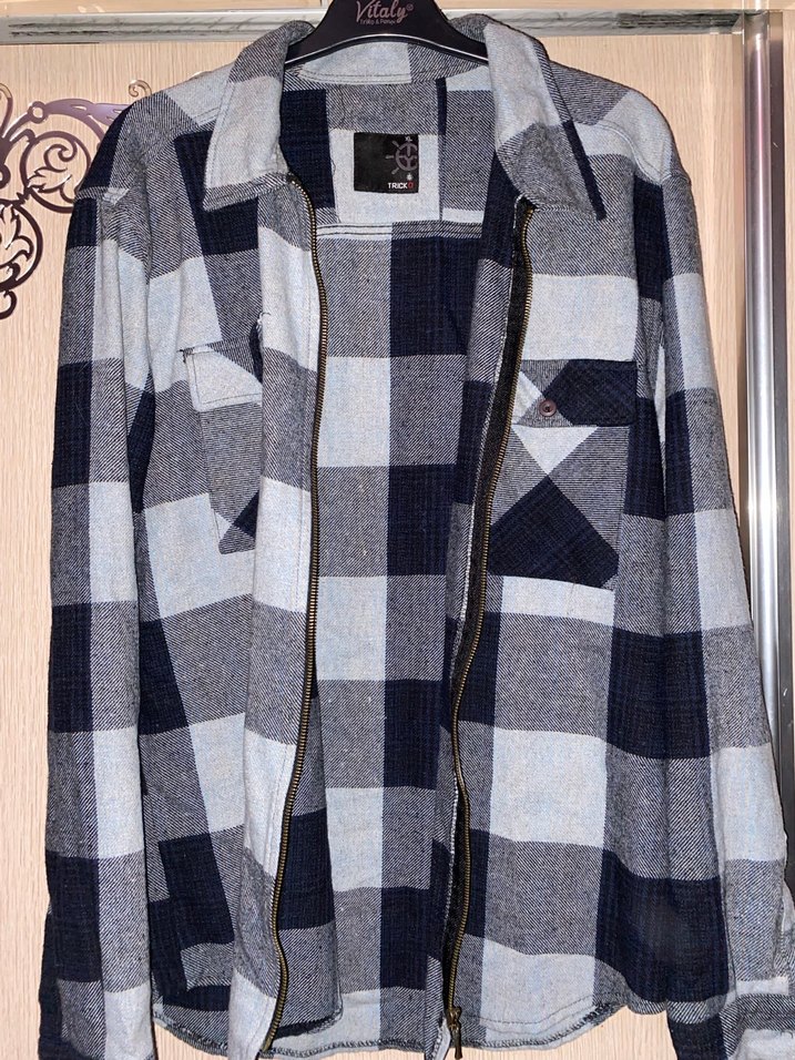 Gri Kareli Fermuarlı Erkek Gömlek - Görsel 4