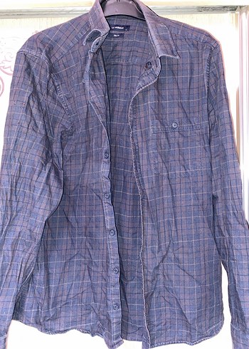 Gri Kareli Erkek Keten Gömlek - Görsel 3