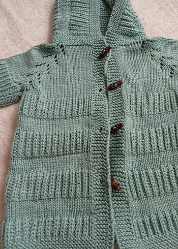 Kapüşonlu Bohem Gri Örgü Erkek Çocuk Hırkası - Görsel 3