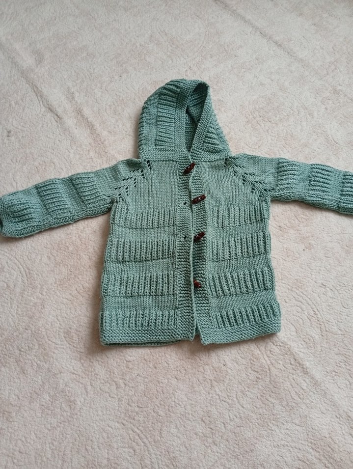 Kapüşonlu Bohem Gri Örgü Erkek Çocuk Hırkası - Görsel 2