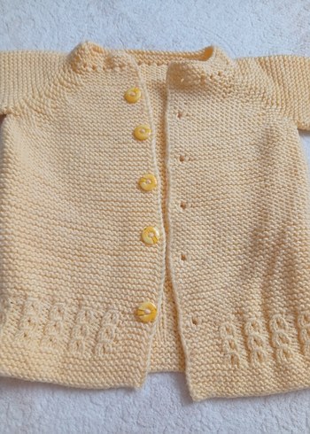 Sarı Örgü Kız Hırka Uzun Kollu - Görsel 3