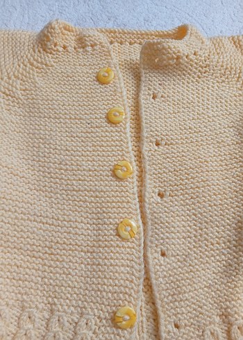 Sarı Örgü Kız Hırka Uzun Kollu - Görsel 2